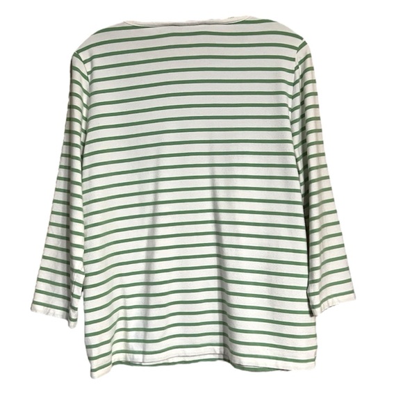Brooks Brothers Green White Striped Tee Women’s XL Long Sleeve Cotton Blend - Picture 3 of 9